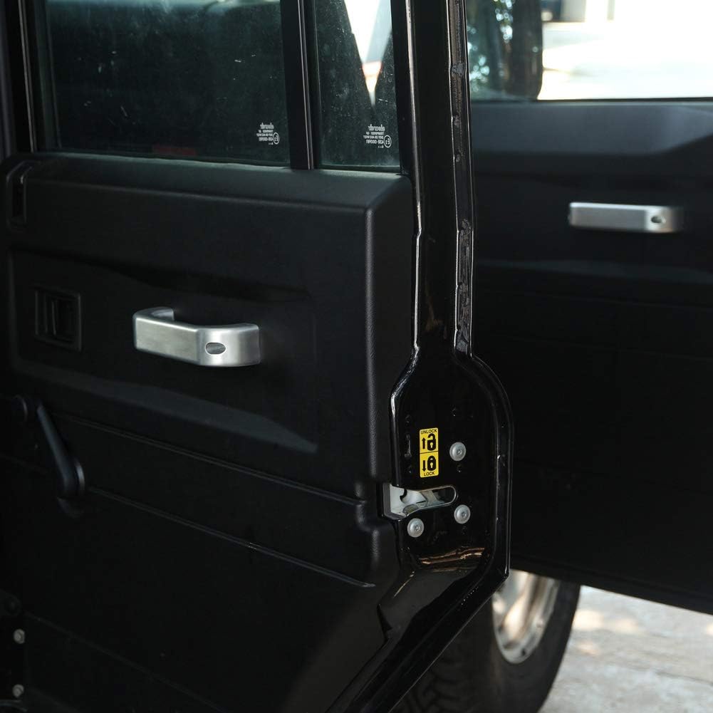 Keenso Manija de puerta interior plateada para Land Rover Defender, manija de puerta interior de aleación de aluminio cromado para Land Rover