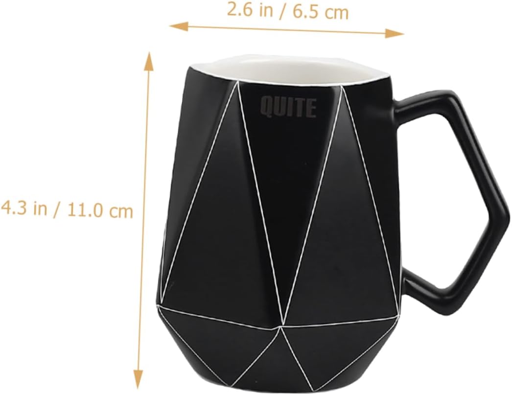 Mug Tea Cups with Lid Coffee Cups with Lids Ceramic Coffee Cup Porcelain Tea Cup Geometric Ceramic Cup Geometric Line Ceramic Cup Enamel Milk Cup