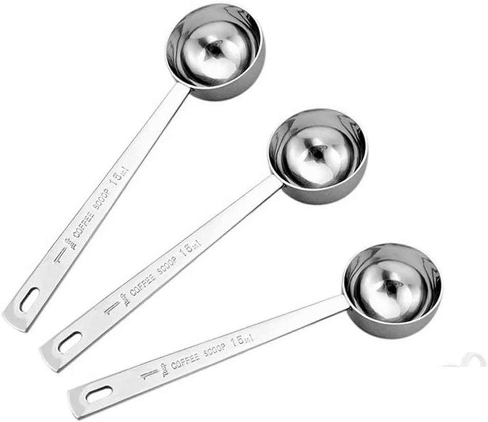 Jasni Cuchara medidora de acero inoxidable, 1 cucharada de café, juego de 3