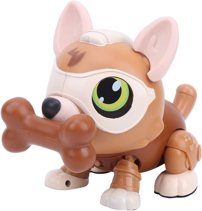 Zerodis Robot electrónico de juguete para perro, robot inteligente con control de voz y sensor de tacto interactivo para niños, niñas, niños (marrón)
