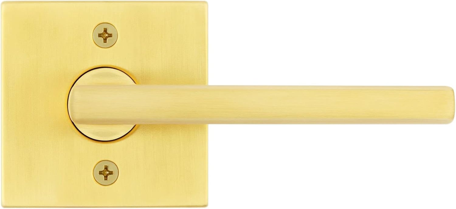 Kwikset Halifax Manija de puerta simulada, palanca de una sola cara para armarios, puertas dobles francesas y despensa, palanca interior reversible