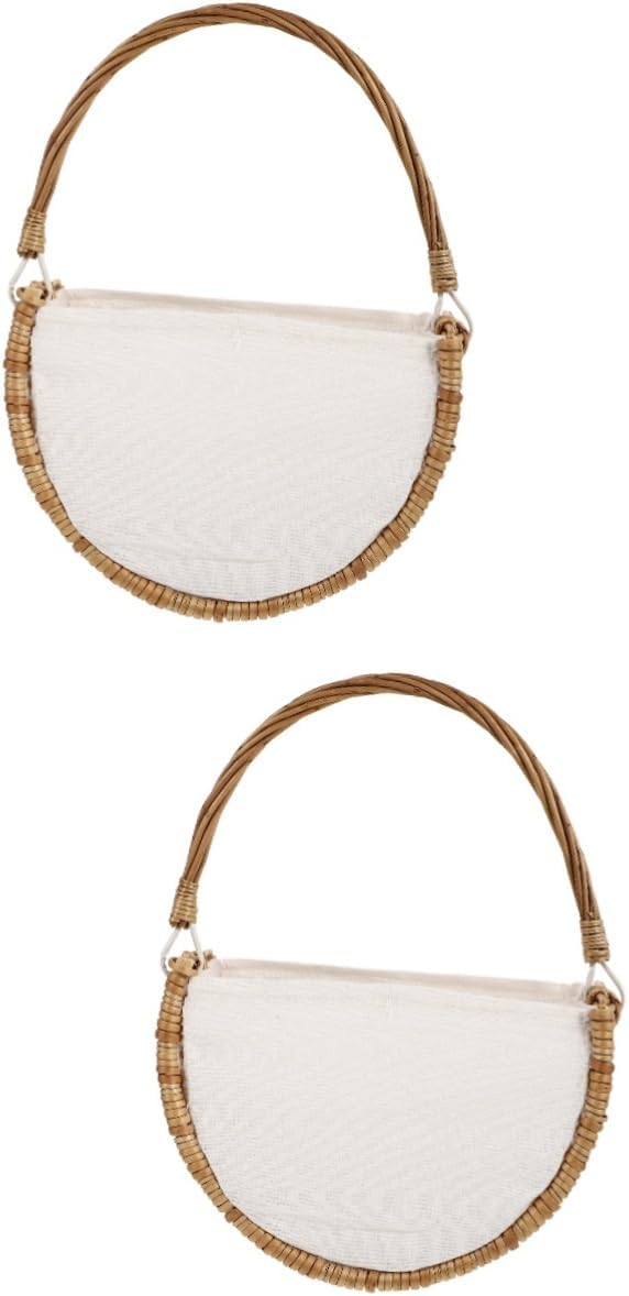 Yardwe 2 Pcs Storage Basket Wicker Bread Basket Easter Basket Decoraciones para Salas De Casa Seagrass Wicker Woven Basket Hanging Plant Pot Basket