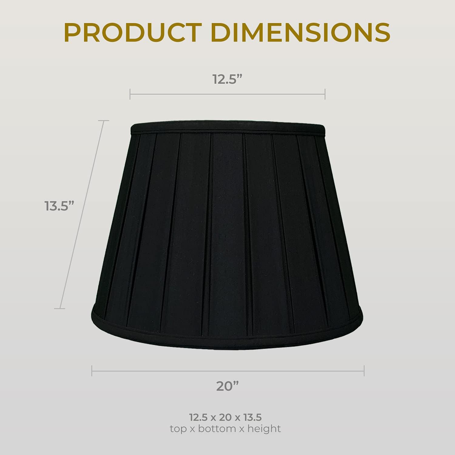 Royal Designs Empire – Pantalla plisada para lámpara básica, color negro y dorado, 12.5 x 20 x 13.5 pulgadas