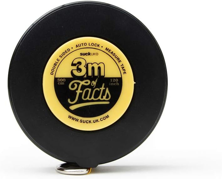 Suck UK Cinta métrica Fun Fact Kids  Cinta métrica de doble cara de 9.8 ft con datos interesantes  Cinta métrica novedosa  Regalos divertidos y