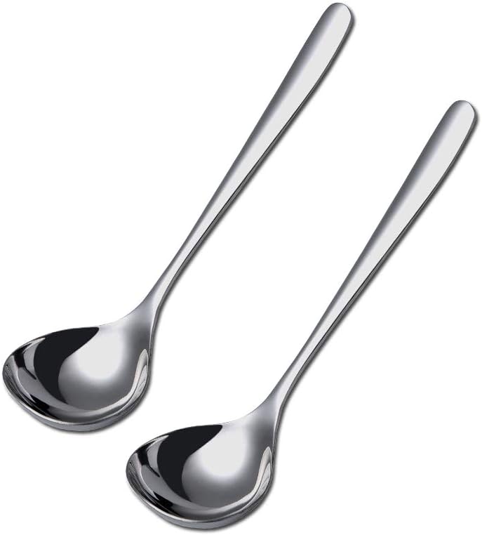Cucharones de sopa pequeños, cucharones de salsa, cucharones de sopa para salsa, 2 unidades de cucharones de acero inoxidable no magnético SUS 304