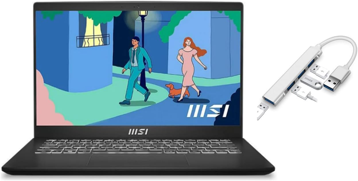 MSI Portátil moderno FHD de 14 pulgadas  Procesador Intel Core i7-1195G7  16 GB de RAM  SSD de 1024 GB  Gráficos Intel Iris Xe  Teclado