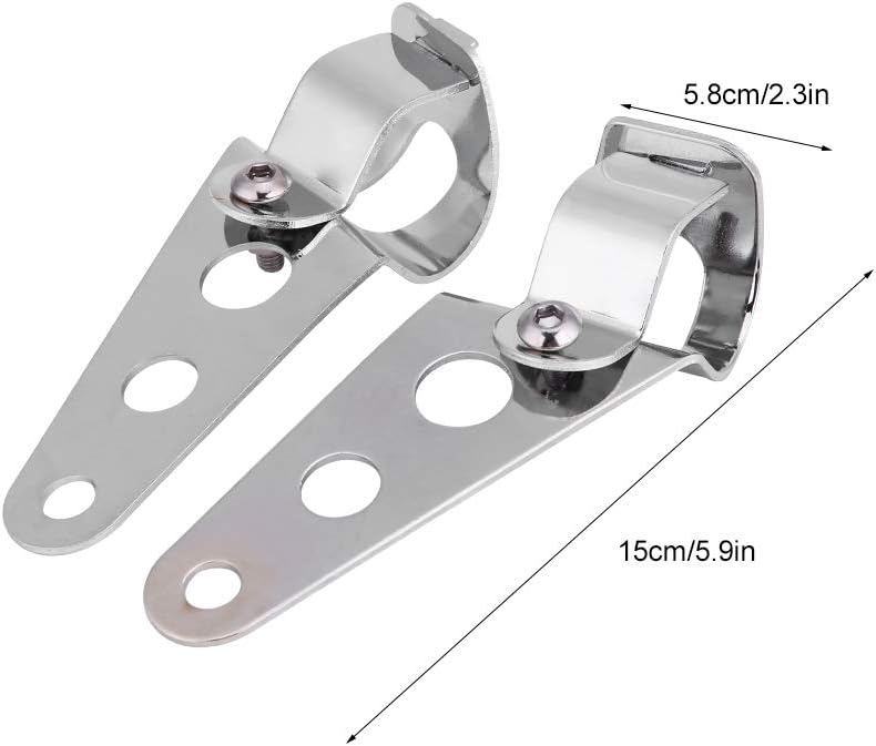 – Soporte para faros delanteros de motocicleta, 2 soportes de montaje de faros Horquilla Racer 1.102 in-1.339 in (Plata)