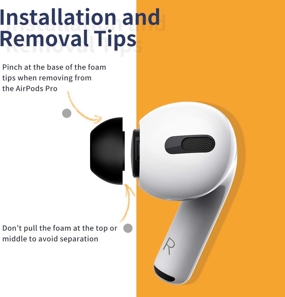 Lanwow Puntas de espuma viscoelástica prémium para AirPods Pro y AirPods Pro 2. Sin dolor de orejas de silicona. Almohadillas antideslizantes. Caben