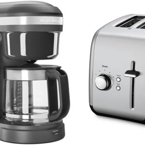 KitchenAid KCM1208DG – Cafetera con cabezal de ducha en espiral de goteo, 12 tazas, gris mate y tostadora KMT2115, 2 rebanadas KitchenAid KCM1208DG – Cafetera con cabezal de ducha en espiral de goteo, 12 tazas, gris mate y tostadora KMT2115, 2 rebanadas