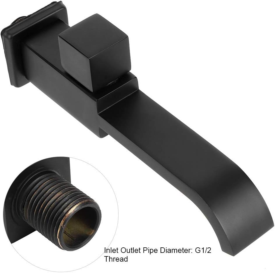 Grifo de agua de conexión de rosca G12, grifo de lavabo montado en la pared, grifo de agua fría, accesorios de baño, negro mate