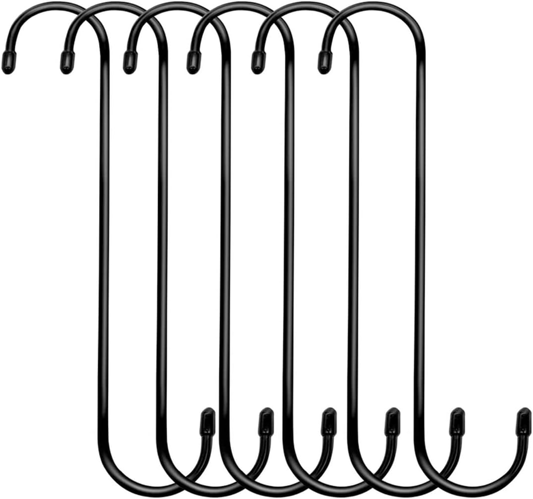 Paquete de 6 ganchos para plantas de 10 pulgadas, color negro, ganchos grandes para plantas, cestas colgantes, flores, pérgola, jardín, patio,