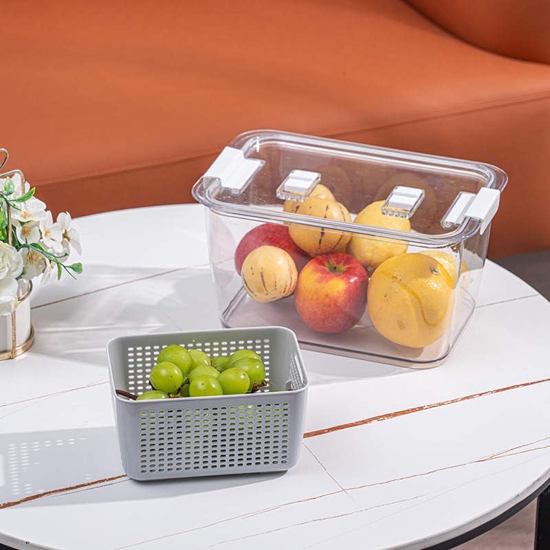 SHEBI PRODUCT Paquete de 3 cubos organizadores de refrigerador, organizador de plástico transparente para frutas y productos con bandeja extraíble,