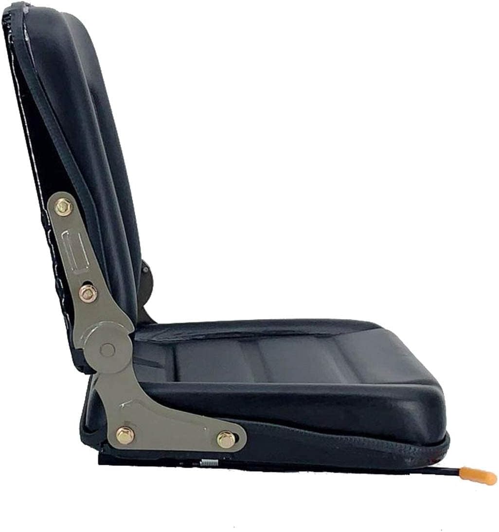 Cozyel Asiento de tractor de suspensión de PVC con ángulo de respaldo ajustable de 140  Negro  Se adapta a carretilla elevadora de excavadora,