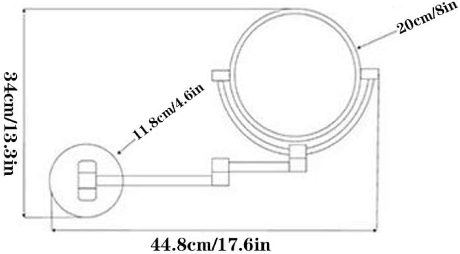 ROLTIN 8inchLEDLighted Wall Mounted Beauty Mirror,Double-Sided Folding Bathroom Mirrors 360Swivel Makeup Mirror Extendable Round Shape,Rose Gold