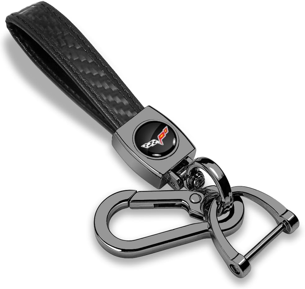 Para Chevrolet Corvette C6 – Llavero con correa de fibra de carbono, color negro real, con licencia oficial