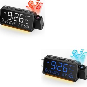 Reloj despertador de proyección con luz nocturna, fecha, temperatura, pantalla de humedad, proyector de reloj digital en la pared del techo con Reloj despertador de proyección con luz nocturna, fecha, temperatura, pantalla de humedad, proyector de reloj digital en la pared del techo con