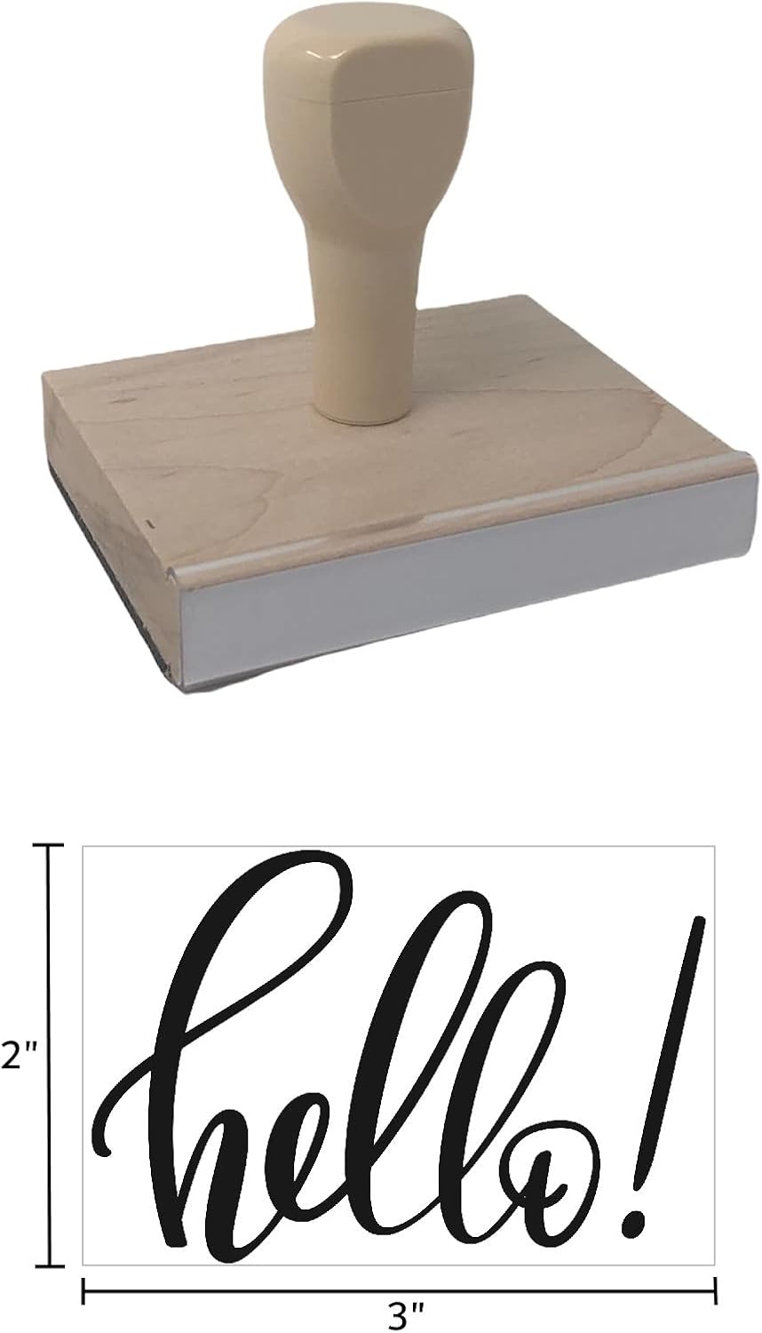 Hola sello de goma, 2 x 3″ sello de madera