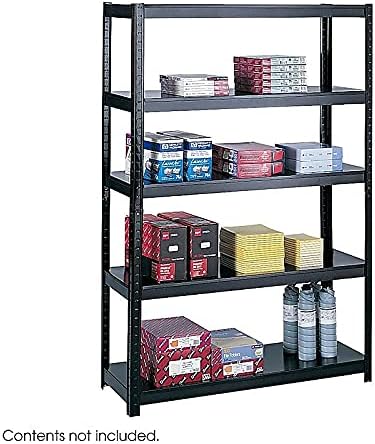 Safco Productos 5246BL Estantería de acero sin pernos 48 pulgadas de ancho x 18 pulgadas de profundidad x 72 pulgadas de alto, negro