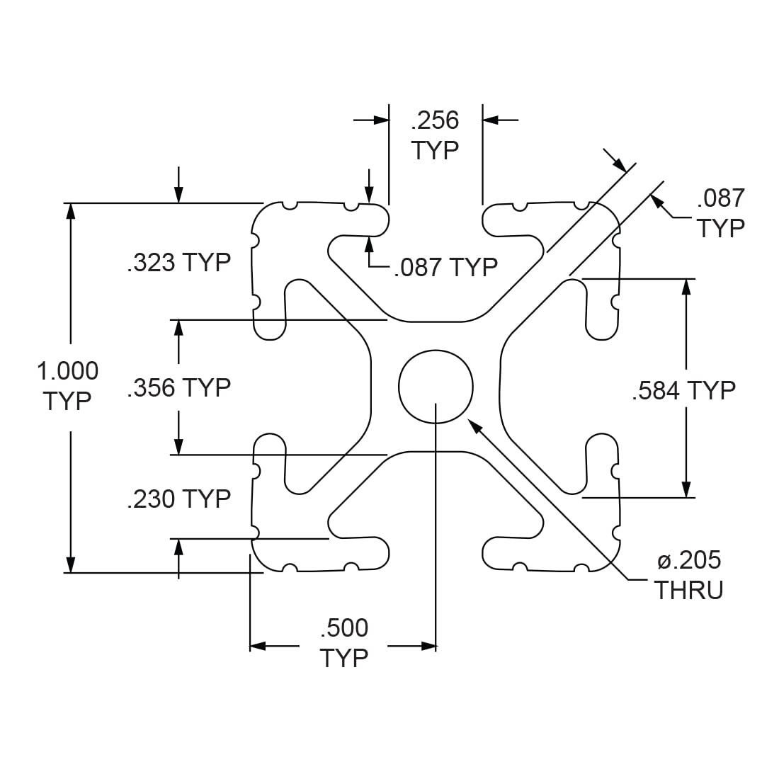 8020, 1010, Serie 10 de 1 pulgada x 1 pulgada con ranura en T de extrusión de aluminio extruido de barra de ranura lineal 8020 (18 pulgadas de