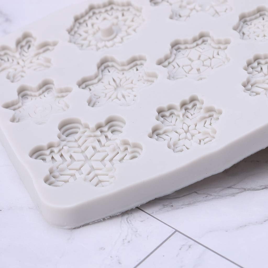 Molde de silicona para pastel de fondant de copo de nieve de Navidad, molde de caramelo de chocolate, decoración de bricolaje, decoraciones de