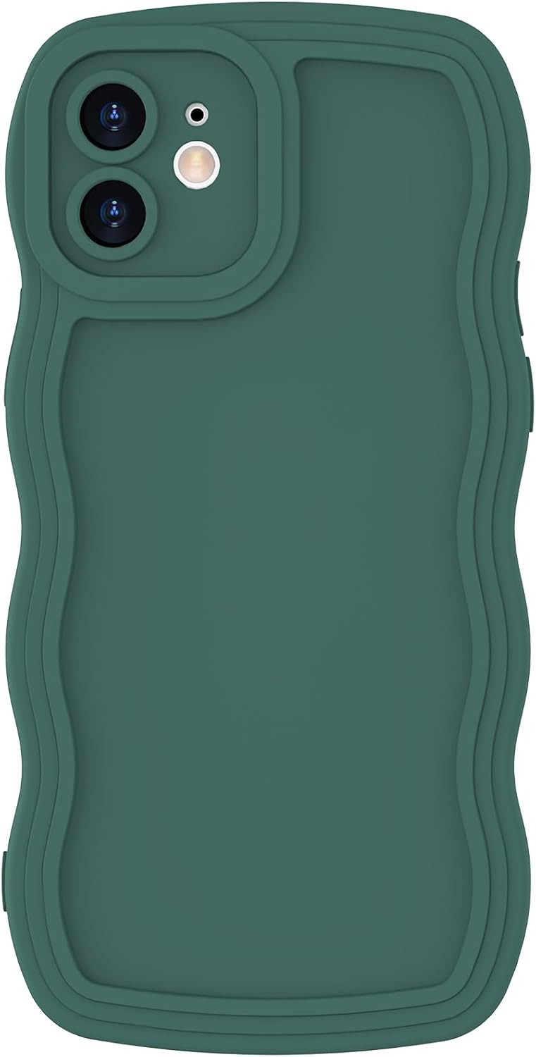 Anuck Funda para iPhone 12, diseño de marco rizado para mujeres y niñas, bonita funda de teléfono estética de color liso, suave, flexible, TPU a