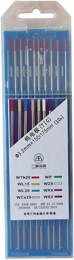 Juego de 10 varillas de soldadura de arco de argón para soldadura de arco de tungsteno para soldadura de hierro inoxidable WT20 varillas de