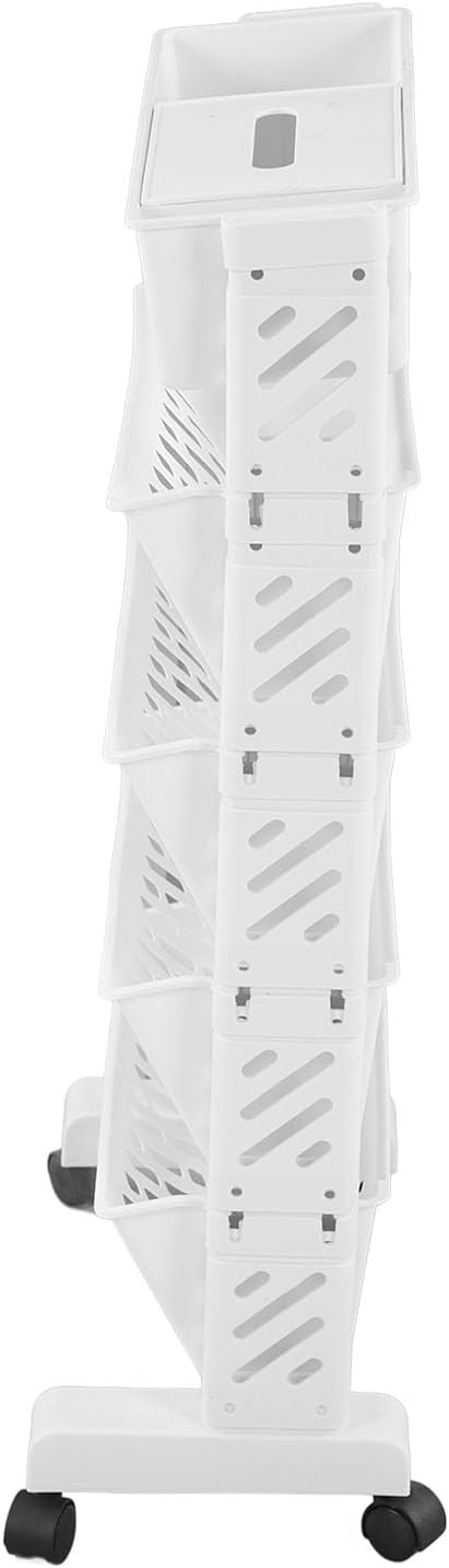 Estante organizador de almacenamiento blanco, estantería movible de plástico extraíble para sala de estudio en el hogar (5 capas)