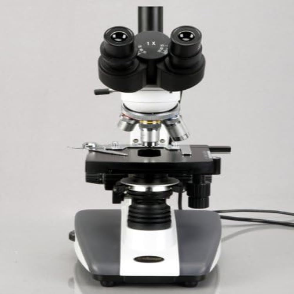 AmScope Microscopio compuesto trinocular digital T360B-10M, aumento 40X-2000X, oculares WF10x y WF20x, Brightfield, iluminación LED, condensador