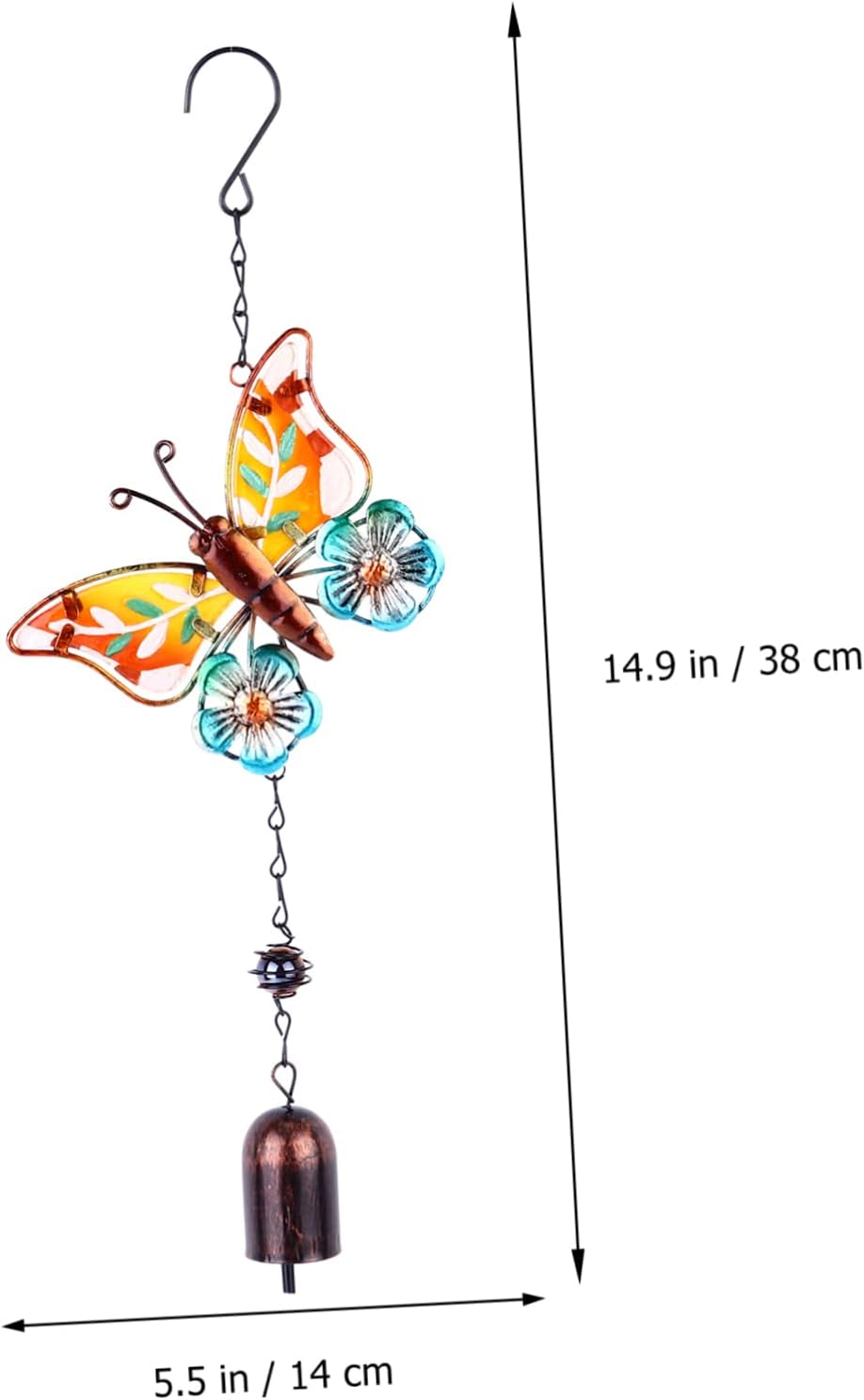 Campanillas de viento de mariposa pintadas, escultura de mariposa, campanas de viento decorativas, campanas de viento, campanillas de viento de