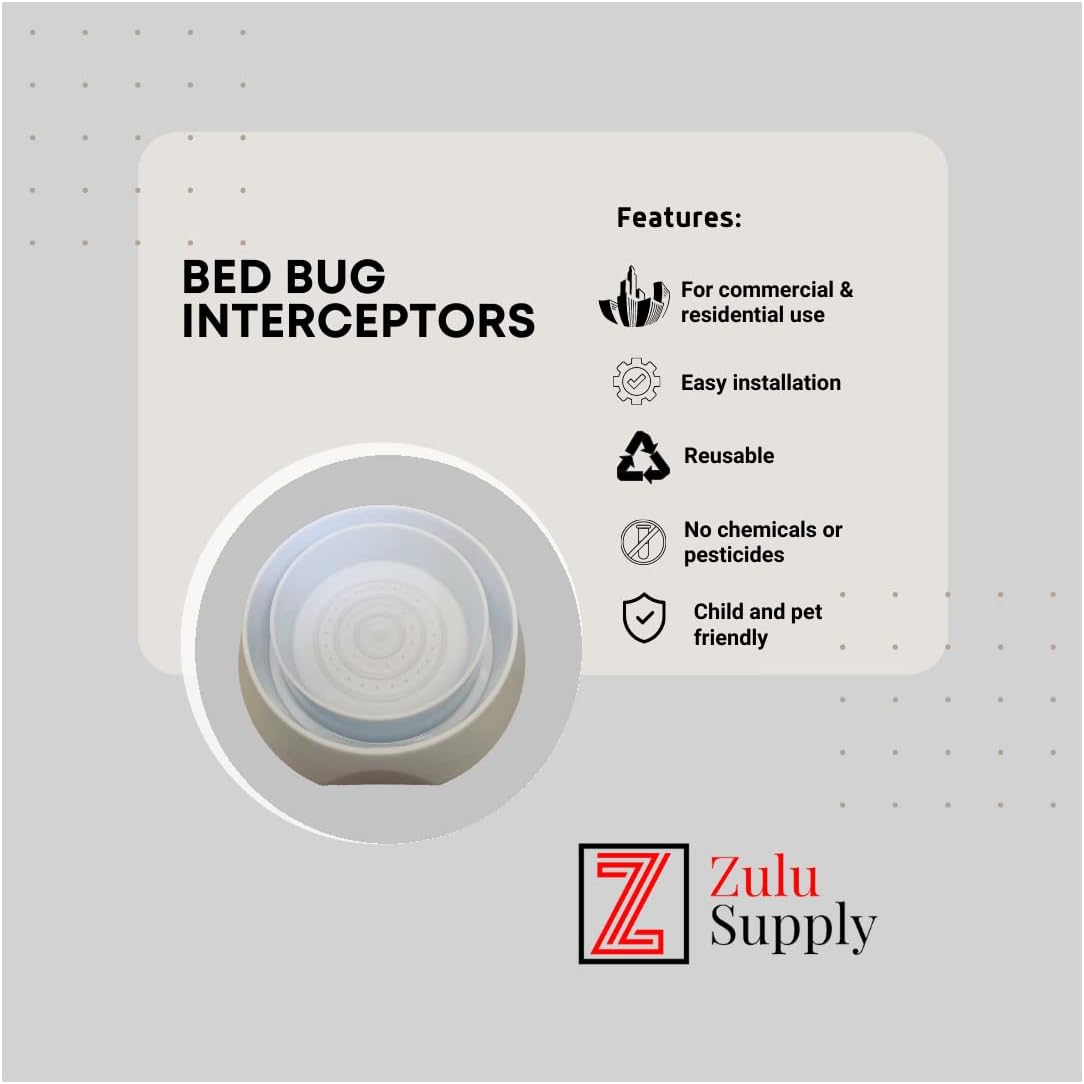 Zulu Supply – Interceptores de insectos de cama, trampas, paquete de 8, monitor de chinches, detector de insectos para patas de cama o muebles