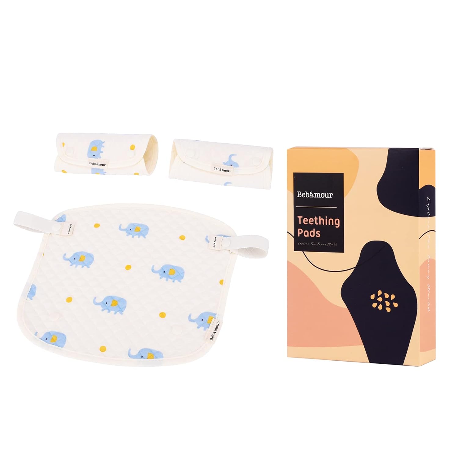 Bebamour Babero reversible de algodón para todas las posiciones de transporte, babero blanco para niños y niñas (elefante)