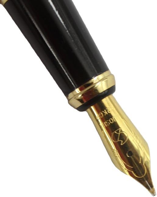Gullor 818 Bolígrafo Fountian negro con clip dorado – Punta doblada