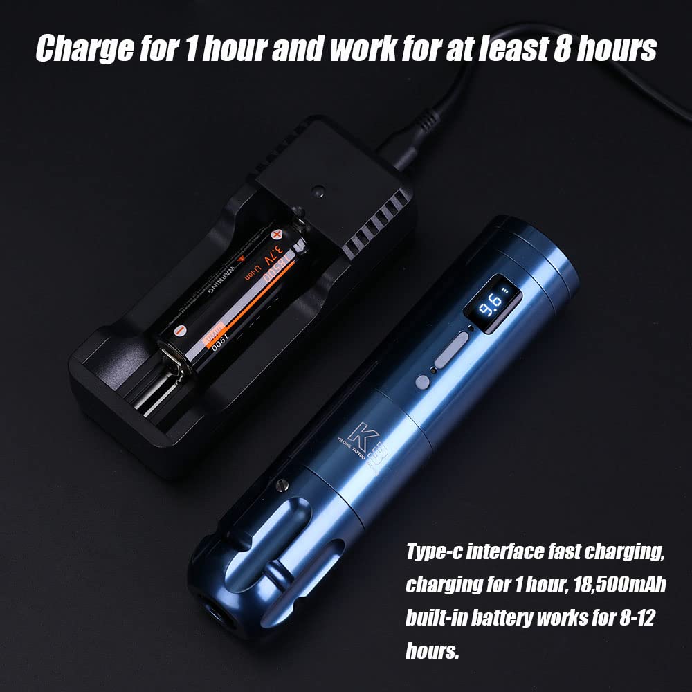 YILONG Kit de máquina de tatuaje rotativa para principiantes, kit de máquina de tatuaje de cartucho con motor sin núcleo de potencia inalámbrica de
