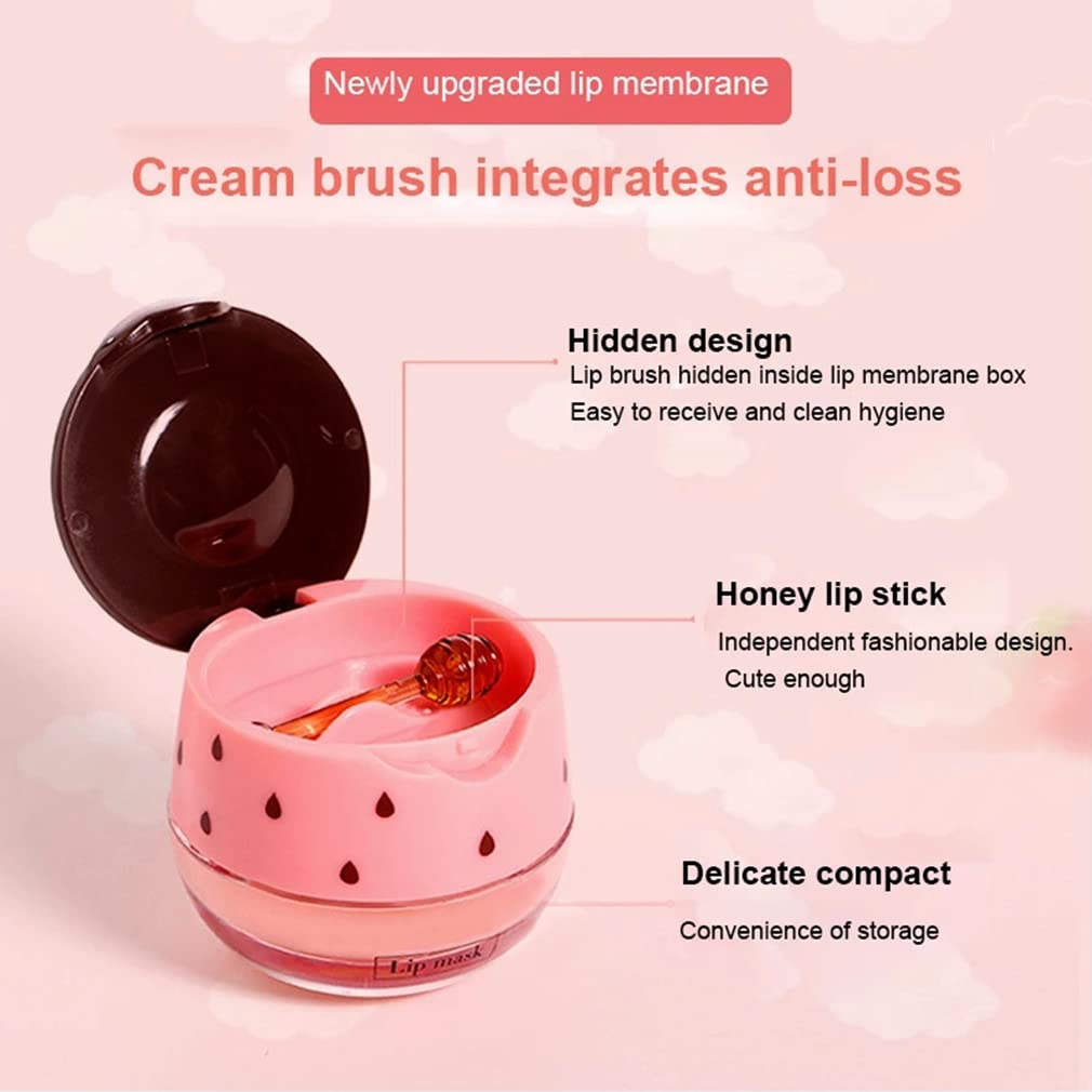 2 máscaras labiales con vitamina E de fresa, bálsamo labial pote de miel, hidratante y prevención exfoliante labial seco y agrietado, reduce las