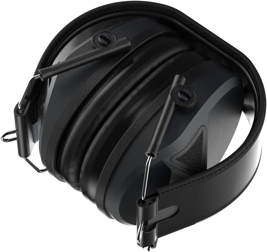 Defender Safety Decitech E1 – Protección auditiva activa electrónica, disparo, rango, caza, orejeras tácticas, 24 NNR clasificado.