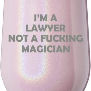 Vaso de vino sin tallo, taza de viaje para café con tapa, regalo con texto en inglés “I’m A Lawyer Not A Magician” (Con la frase “I’m A Lawyer Not A Vaso de vino sin tallo, taza de viaje para café con tapa, regalo con texto en inglés “I’m A Lawyer Not A Magician” (Con la frase “I’m A Lawyer Not A