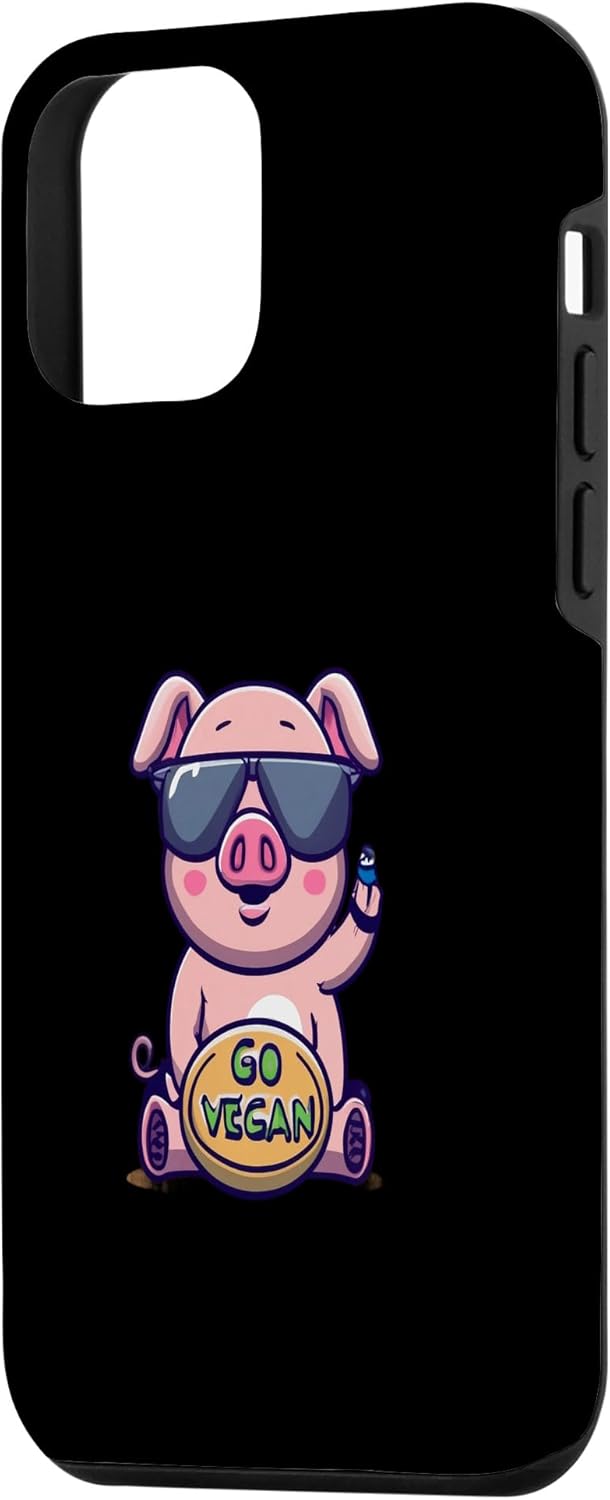 iPhone 12 mini go vegan funny pig typography illustration veggies Case