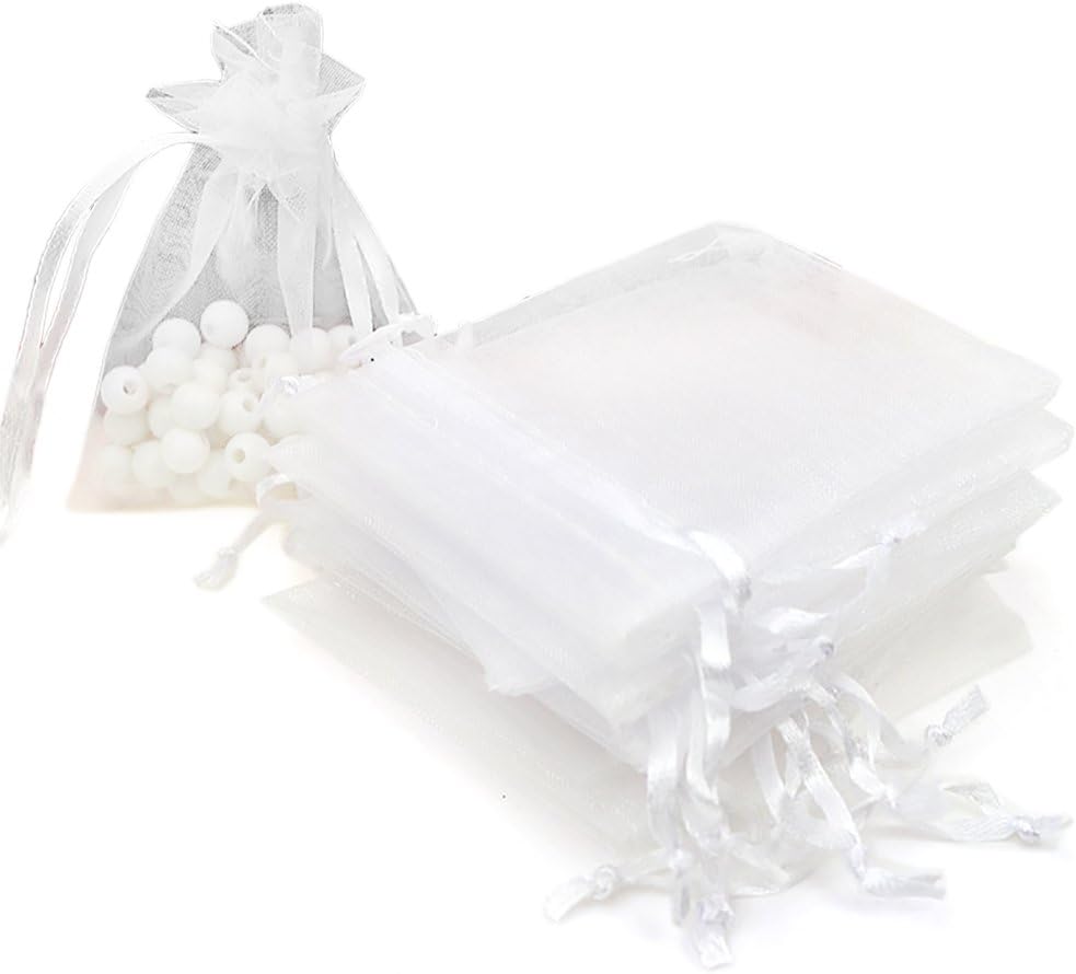 TOPTIE 100 bolsas de organza de 2.8 x 3.6 pulgadas, bolsas de joyería con cordón, bolsas de regalo de boda para recuerdos de fiesta de Navidad