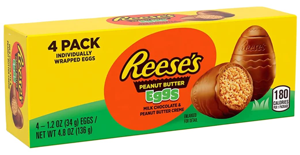 Huevos de Pascua  Huevos de chocolate con leche Cadbury Creme y huevos de mantequilla de maní de Reese’s  Pollito de malvavisco cubierto de