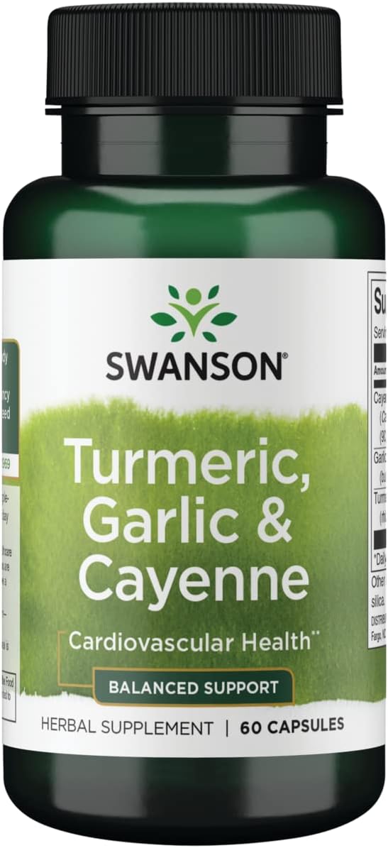 Swanson Cúrcuma de espectro completo de ajo y cayena 60 cápsulas