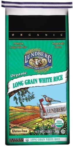 Lundberg Family Farms – Arroz blanco orgánico de grano largo, artículo a granel individual – 25 libras