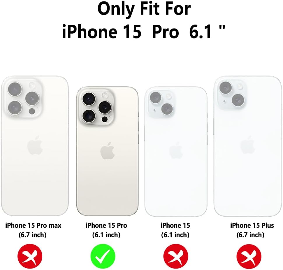 AIGOMARA Funda magnética transparente con purpurina para iPhone 15 Pro, compatible con Magsafe, cubierta de TPU suave chapado de lujo con corazones
