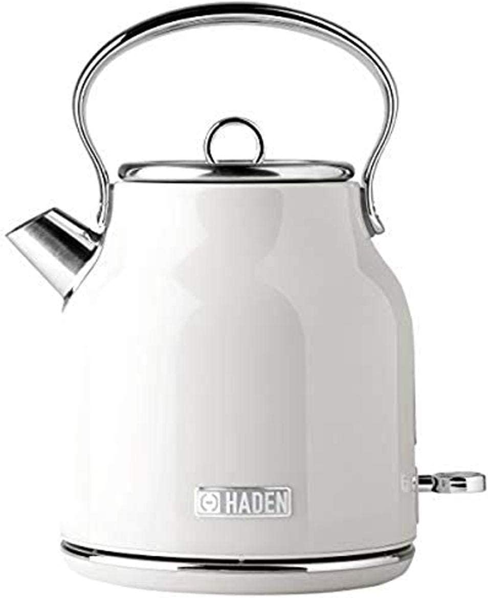 Haden 75012 Heritage – Hervidor eléctrico retro de acero inoxidable de 1.7 litros con apagado automático y protección contra ebullición en seco,