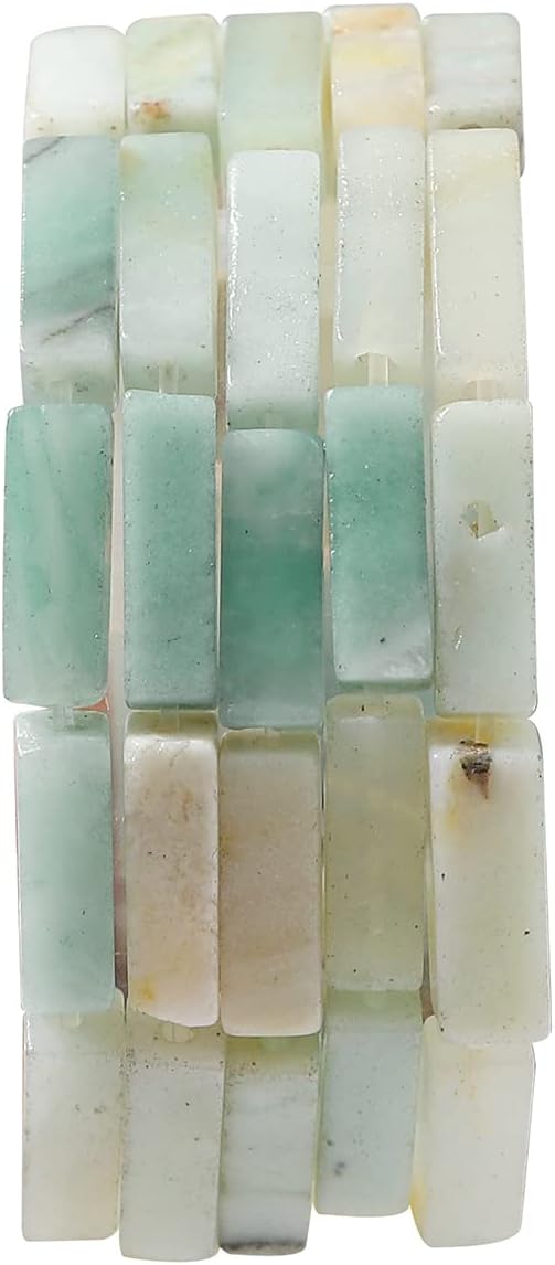 Cuentas de tubo de amazonita natural de 0.512 x 0.157 in, 30 cuentas rectangulares sueltas de semi piedras preciosas para diseño de joyería