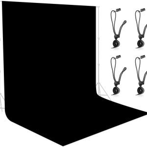 Telón de fondo negro de 10 x 10 pies, cortina de fondo negro para fotos, tela de poliéster Chromakey para fotografía, fondo negro resistente a las Telón de fondo negro de 10 x 10 pies, cortina de fondo negro para fotos, tela de poliéster Chromakey para fotografía, fondo negro resistente a las