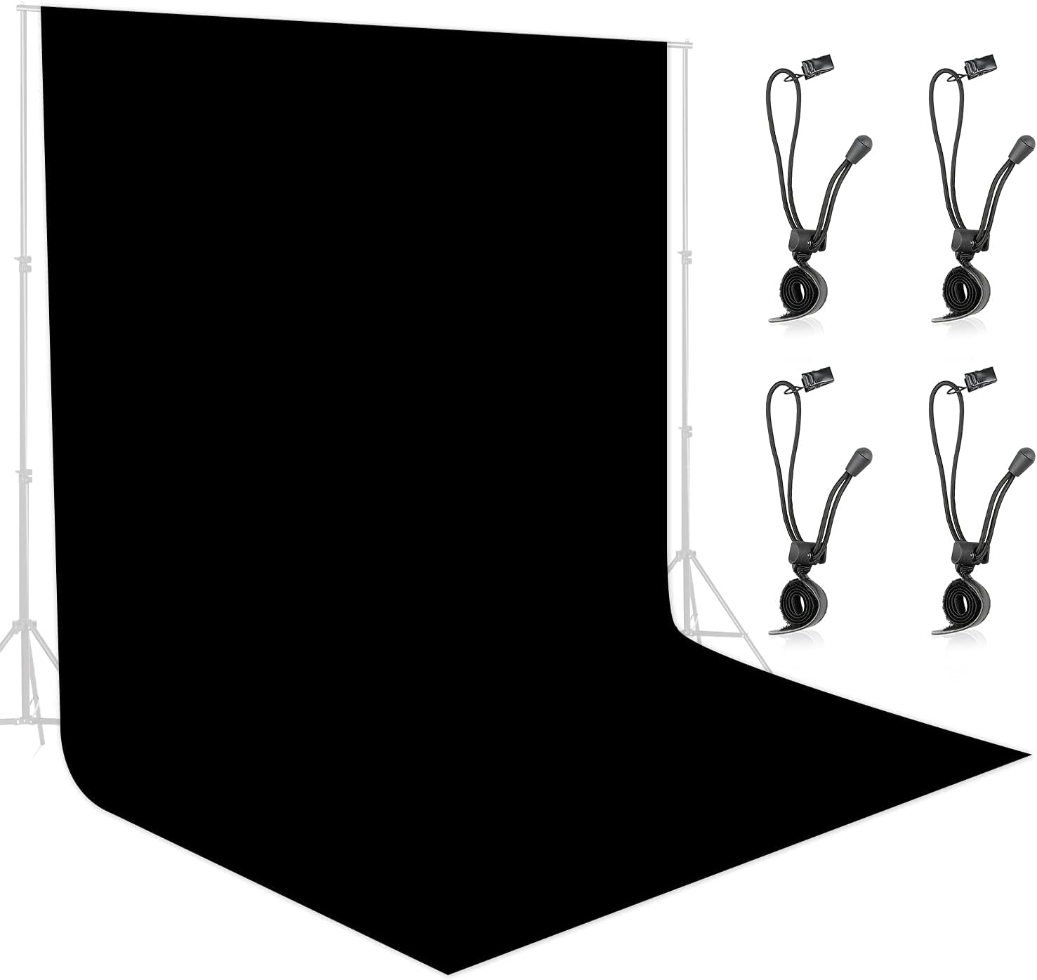 Telón de fondo negro de 10 x 10 pies, cortina de fondo negro para fotos, tela de poliéster Chromakey para fotografía, fondo negro resistente a las