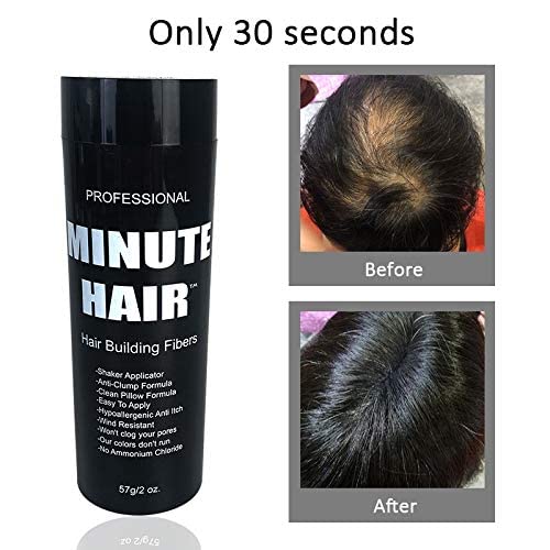 Botella de tamaño grande de 2.01 oz llena de fibras Minute Hair Fibers. Fibras de construcción de cabello de alta calidad. Gran cantidad de fibras