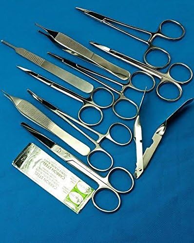 5 cuchillas No 20 Plus Adson Pinzas Webster Soporte de aguja Hemostato Mosquito Pinzas Mango Escalpelo Iris Tijeras de funcionamiento Tijeras Cynamed