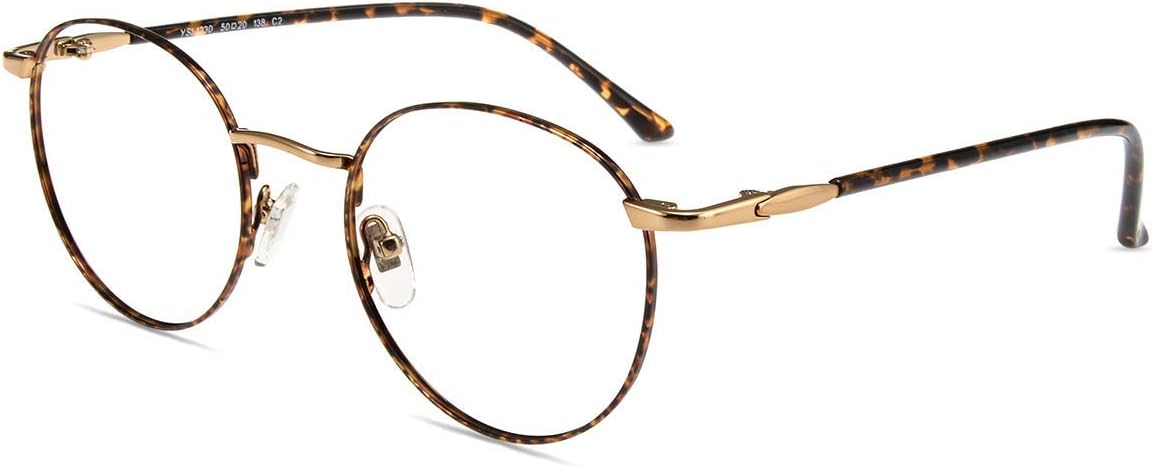 Firmoo Lentes de lectura redondos con bloqueo de luz azul de 1.25 pulgadas para mujer, lentes de lectura de computadora antirreflejosUV400fatiga
