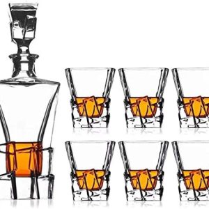 PARNOO Juego de 7 decantadores de whisky, incluye decantador y 6 vasos de whisky PARNOO Juego de 7 decantadores de whisky, incluye decantador y 6 vasos de whisky